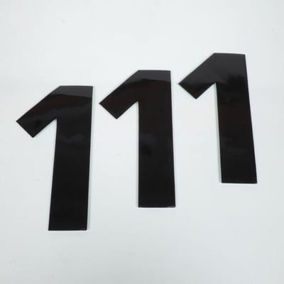 Lot 3 sticker autocollant numéro de course un 1 noir Blackbird 21x10.5cm pour moto