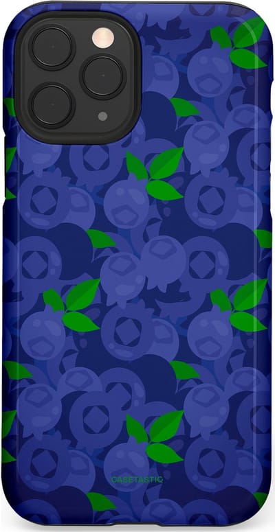 Casetastic hoesje geschikt voor Apple iPhone 11 Pro - Dubbellaagse bescherming - Berrytastic Blauwe Blueberry Bessen - Fashion Case - Donkerblauw Groen