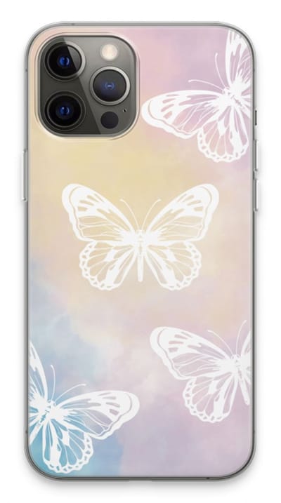 Case Company® - Hoesje geschikt voor iPhone 13 Pro Max hoesje - White butterfly - Soft Cover Telefoonhoesje - Bescherming aan alle Kanten en Schermrand