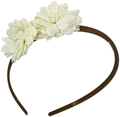 Diadeem blossem - bloemen - flower - khaki kleur diadeem - crème