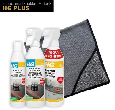 HG Inductie kookplaat schoonmaakset - PLUS - Inductie Beschermer - kookplaat - microveldoek - kookplaatreiniger - inductiekookplaat - reinigingsspray