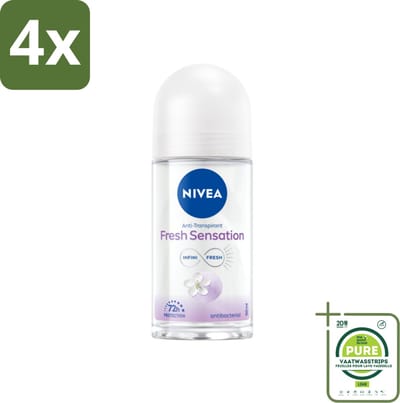 NIVEA - Deodorant Roller - Frisse Sensatie - 72 Uur Anti-Transpirant - 50 ml - Voordeelverpakking - 4 stuks - NIVEA deodorant - Anti-transpirant