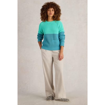 White Stuff Bailey Cotton Jumper Blue Multi Maat: 22 | Sweaters Outlet | Dames | Blauw