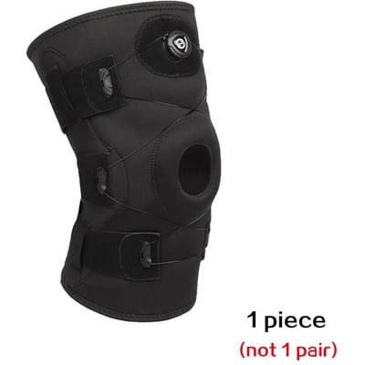 Genouillère articulée - Soulage les déchirures du LCA du LCL du ménisque l'arthrite la douleur tendineuse Conception à rotule ouverte pour le confort avec double stabilisateur métallique latéral L noir