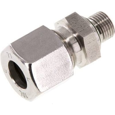 G 1/8'' Buitendraad x 10L RVS Rechte Snijring Koppeling met FKM Afdichting 315 Bar DIN 2353 - FL2S-MC-STFP-018G-10-L