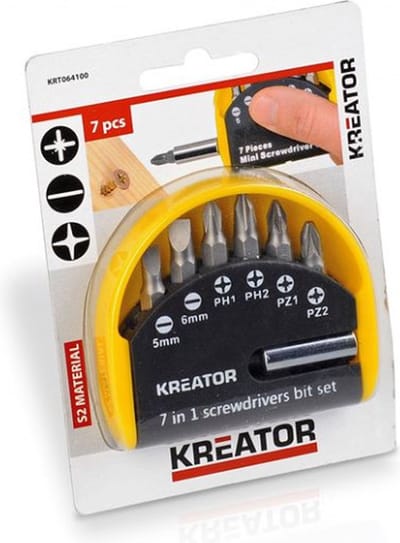 Kreator bitset SL/PZ/PH met bithouder en ingebouwd handvat 7-delig (KRT064100)