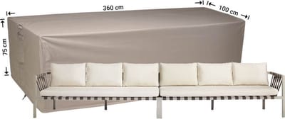 Raffles Covers Loungebank hoes - 360 x 100 H: 75 cm - RLB360straight - Waterdicht - Ademend - UV-bestendig - Elastisch rijgkoord - Beschermhoes tuinmeubelen