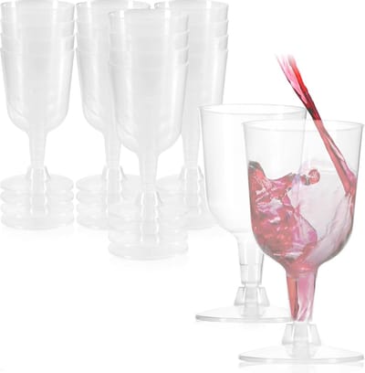 Wijnglazen 16x herbruikbaar - transparant plastic - stapelbaar - ideaal voor feesten - ShopVlot