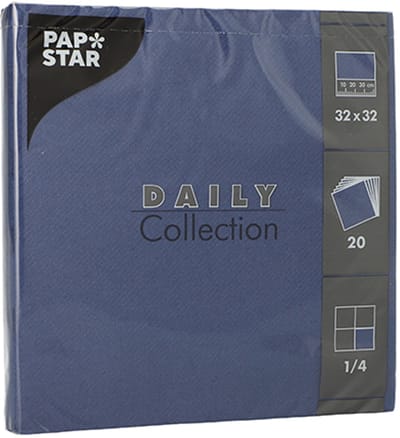 15x 20 Servetten DAILY Collection 1/4 vouw 32 cm x 32 cm donkerblauw