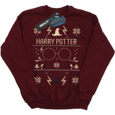 Harry Potter Sweatshirt met kerstpatroon voor jongens (Bourgondië)