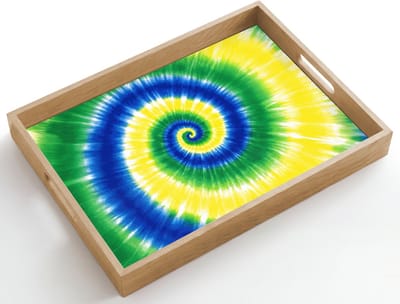 Dienblad hout 50x35 cm - Schootdienblad - Spiraal - Groen - Draaiend - Borrelplank rechthoek - Plateau dienbladen