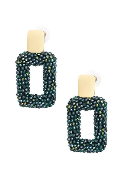 Oorbellen Crystal Rectangle - Crystal Beads - Feestdagen - Party - Groen