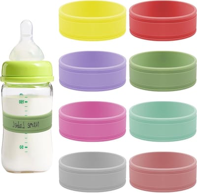 Set van 8 Herbruikbare Siliconen Flessenlabels voor Baby's, Schrijfbare Naam- en Datumslabels voor Kinderdagverblijven en Thuisgebruik