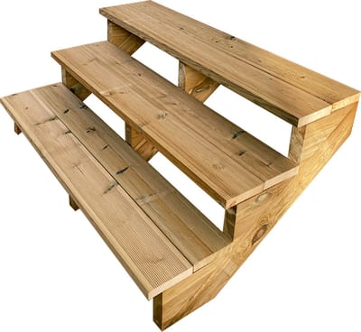 BERLIN Houten Buitentrap - 3 Open Treden 54 cm Hoog - 120 cm Breed