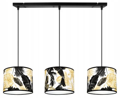 Light-Home GOLD FLOWERS - Hanglamp 3-Lichts - Stoffen Kap Goud Bloemen - Hoogte Verstelbaar