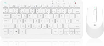 Draadloos Toetsenbord en Muis Set - Compact 2,4G Toetsenbord met Muis voor Laptop en PC - QWERTZ Indeling, Wit