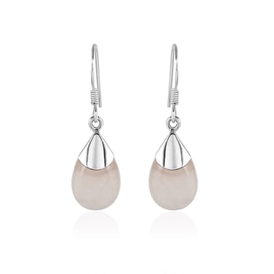 SilverGems Zilveren oorhangers met Rozenkwarts edelstenen