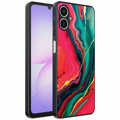 Geschikt voor Samsung Galaxy A07 Telefoonhoesje met Rood Groen Marmer Opdruk - TPU Backcover Case Red Green Marble Design - Smartphonica geschikt voor Samsung Galaxy A07