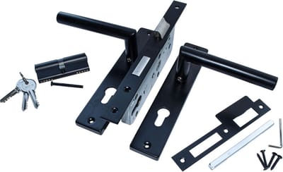 Eurofix Deurslot-set voor tuindeur | RVS Zwart gecoat | PC72 slot | Recht model