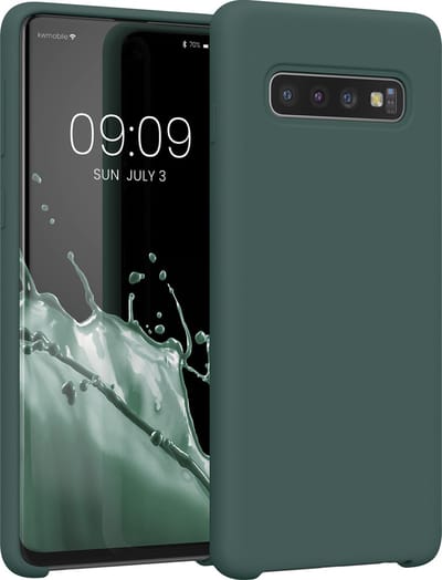 kwmobile telefoonhoesje geschikt voor Samsung Galaxy S10 - Hoesje met siliconen coating - Smartphone case in mosgroen