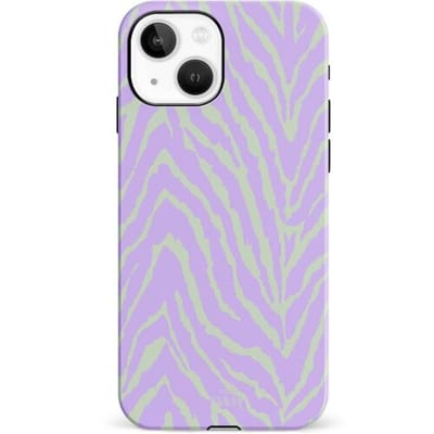 xoxo Wildhearts Main Character - Double Layer - Hoesje geschikt voor iPhone 14 case - Siliconen hoesje met zebraprint - Dierenprint - Zebra - Hardcover - Beschermhoes - Optimale bescherming - Paars - Groen
