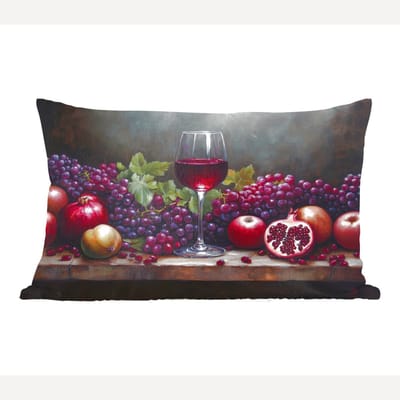 Sierkussens - Kussentjes Woonkamer - 50x30 cm - Wijn - Fruit - Stilleven