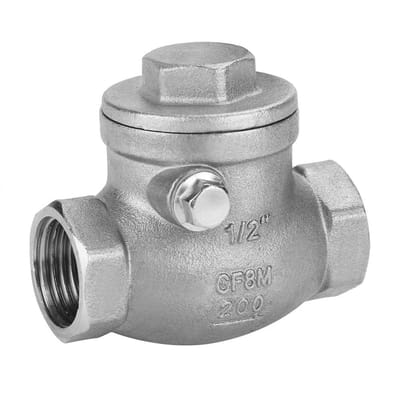 Dailygoods- Terugslagklep Roestvrij Staal - DN15 1/2" - Eén Weg - Voor Water/Olie/Stoom - Afmetingen 6x5 cm - Gewicht 188 g - Ventiel