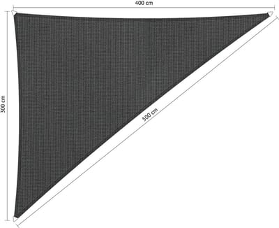 Shadow Comfort® Driehoek 90° schaduwdoek - UV Bestendig - Zonnedoek - 3,00 x 4,00 x 5,00 CM - Carbon Black