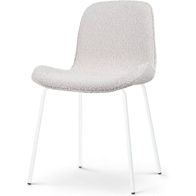Nolon Nora-Fé Eetkamerstoel Bouclé Beige - Stof - Witte Poten - Modern
