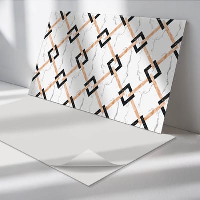 Wallfluent Vinyl Wandpaneel - Geometrische marmerpatronen Wandpaneel PVC - 100 cm x 50 cm - Zwart Vinyl Wandpaneel - Set van 1 - Rechthoekig Wandbekleding Vinyl - Texturen Wandpaneel - Zelfklevend Wandpaneel - Wandpaneel Keuken en Badkamer
