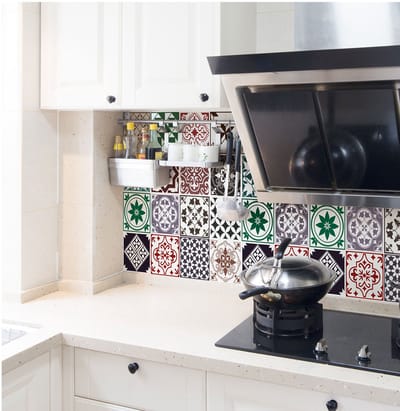 Zelfklevende tegelmuurstickers voor keuken en badkamer - 24 Chloetina Azulejo tegelstickers - 24 stickers 10x10cm