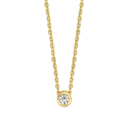 New Bling 9NB-0525 Zilveren Ketting met Hanger - Zirkonia - 3 mm - Ankerschakel - 40 + 5 cm - Gold Plated (Verguld / Goud op Zilver)