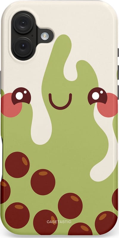 Casetastic hoesje geschikt voor Apple iPhone 16 Plus - MagSafe - Dubbellaagse bescherming - Smeltende pistache bolletjes - Fashion Case - Beige Lichtgrijs Bordeaux