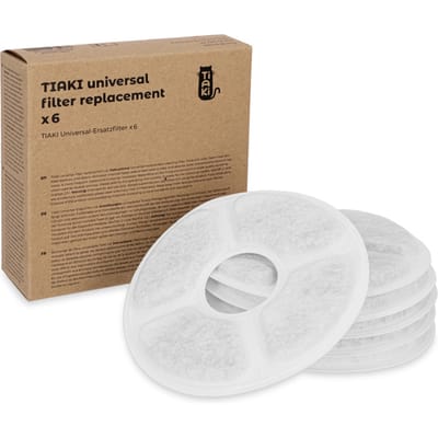 TIAKI universeel vervangfilter voor drinkfonteinaccessoires: Vervangfilter (6 stuks)