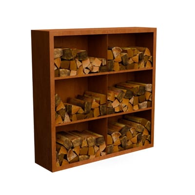 Egura cortenstaal Houtopslag 6 vakken met achterwand L150 x B38,5 x...
