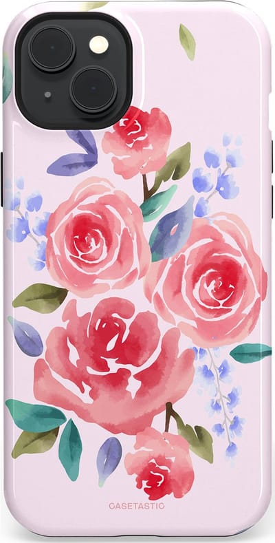 Casetastic hoesje geschikt voor Apple iPhone 15 Plus - MagSafe - Dubbellaagse bescherming - Aquarel pracht - Fashion Case - Lichtroze Lavendel