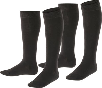 Esprit Foot Logo 2-Pack versterkt slijtvast katoen multipack kniekousen kinderen zwart - maat 23-26