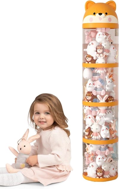 Pluche Opbergbuis - Speelgoedcontainer Wielen - Kamer Organiseren - Puppy Vorm Deksel - 36.7x30.7x28 cm - Meerkleurig