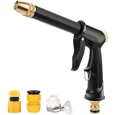Hogedrukwasmachinepistool Tuinbewatering Huis- en autoreinigingssproeiermondstuk Bold Multifunctioneel autowaswaterpistool 1 pc High pressure water gun black