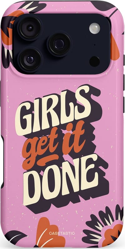 Casetastic hoesje geschikt voor Apple iPhone 17 Pro - MagSafe - Dubbellaagse bescherming - Girls get it done - Fashion Case - Lila Donkergrijs Terracotta