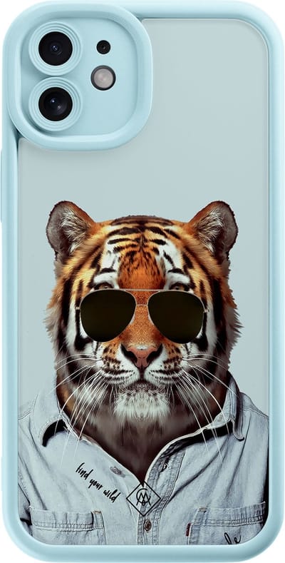 Casimoda® hoesje - Geschikt voor iPhone 11 - Tijger Wild - Effen telefoonhoesje met lensbescherming - Siliconen/TPU - Backcover - Blauw