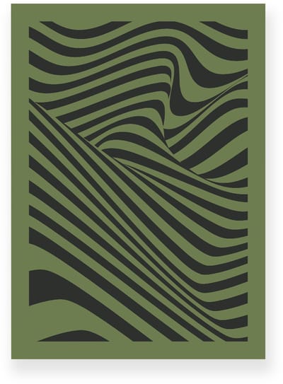 Poster 50x70 cm - Optische Illusie - Lijnen - Donkergroen - Groen - Abstract - Vintage - Muurdecoratie - Wanddecoratie