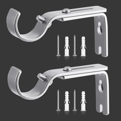 Verstelbare metalen wandsteunen voor gordijnstangen, 2-delige set met haken voor gordijnen, geschikt voor stangen tot 2-2,5 cm diameter
