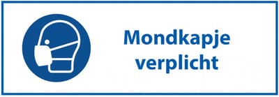 Mondkapje verplicht tekstbord - kunststof 200 x 75 mm