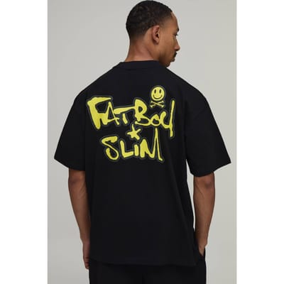 Oversized T-shirt Met Fat Boy Slim Licentieprint | Black | Size Small