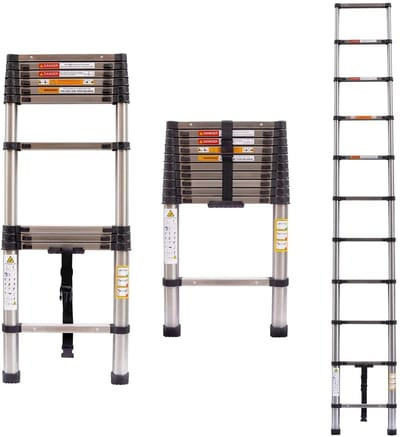 Aafinity Ladder - Trap - Ladder 5 meter - 150 kg laadvermogen - Antislip - Roestvrijstaal - Veilig - Makkelijk op te bergen