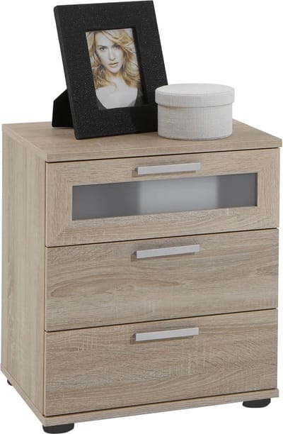 Nachtkastje Jasmijn Eiken - Breedte 45 cm - Hoogte 53.5 cm - Diepte 38 cm - Met lades - Zonder deuren