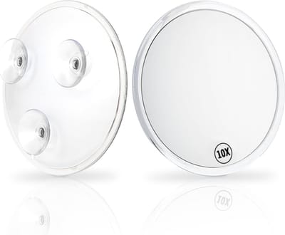 1 stuk - vergrotende make-upspiegel met drie zuignappen - 15 cm (wit) - draagbare vergrotende make-upspiegel voor badkamer of reizen (10X)