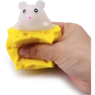 Stressverlichtende Huisdier Kaas Muis Knijp Plezier Stressbal Vent Eekhoorn Beker Prank Fidget Speelgoed Antistress ideaal voor Kind Volwassene wit