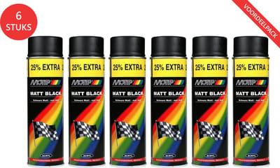 Motip acryllak mat zwart - spuitlak - sneldrogend - hout, metaal, glas & kunststof - 6 x 500 ml